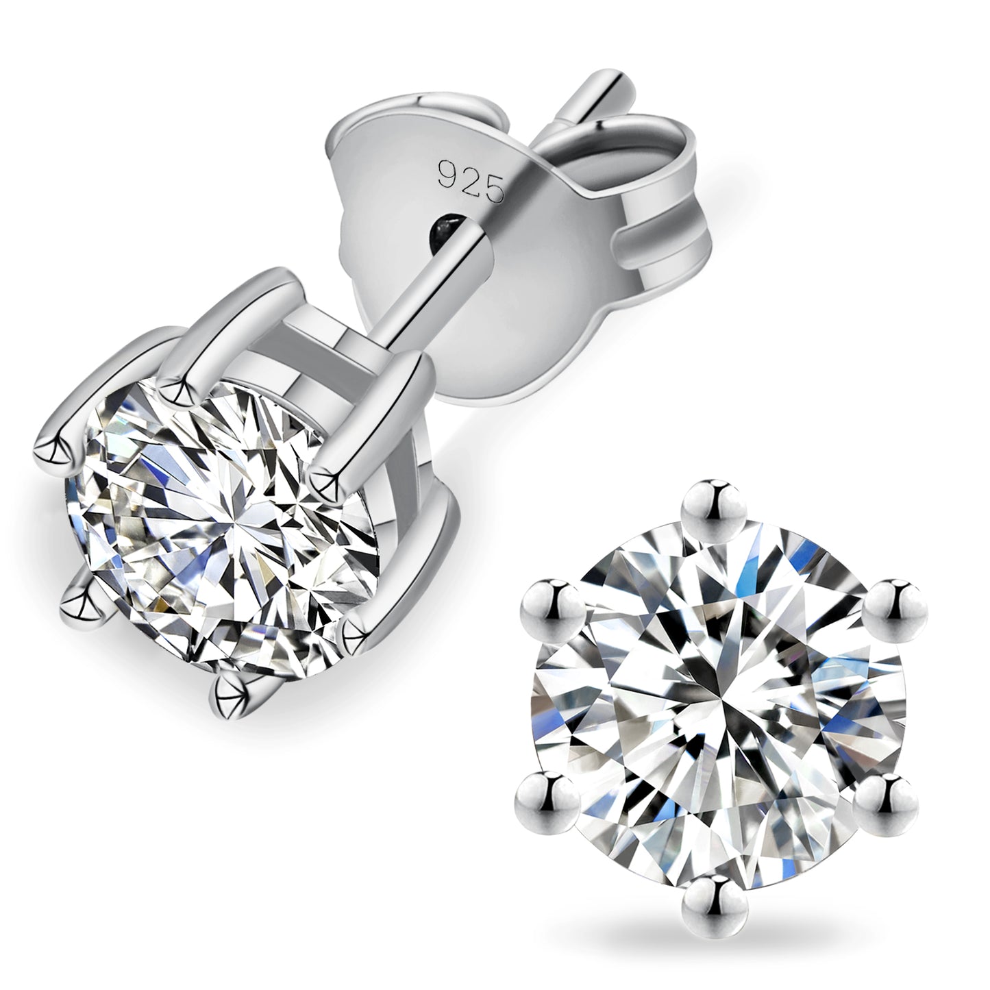 Six-Prong Excellent VVS1  Moissanite Stud Earrings