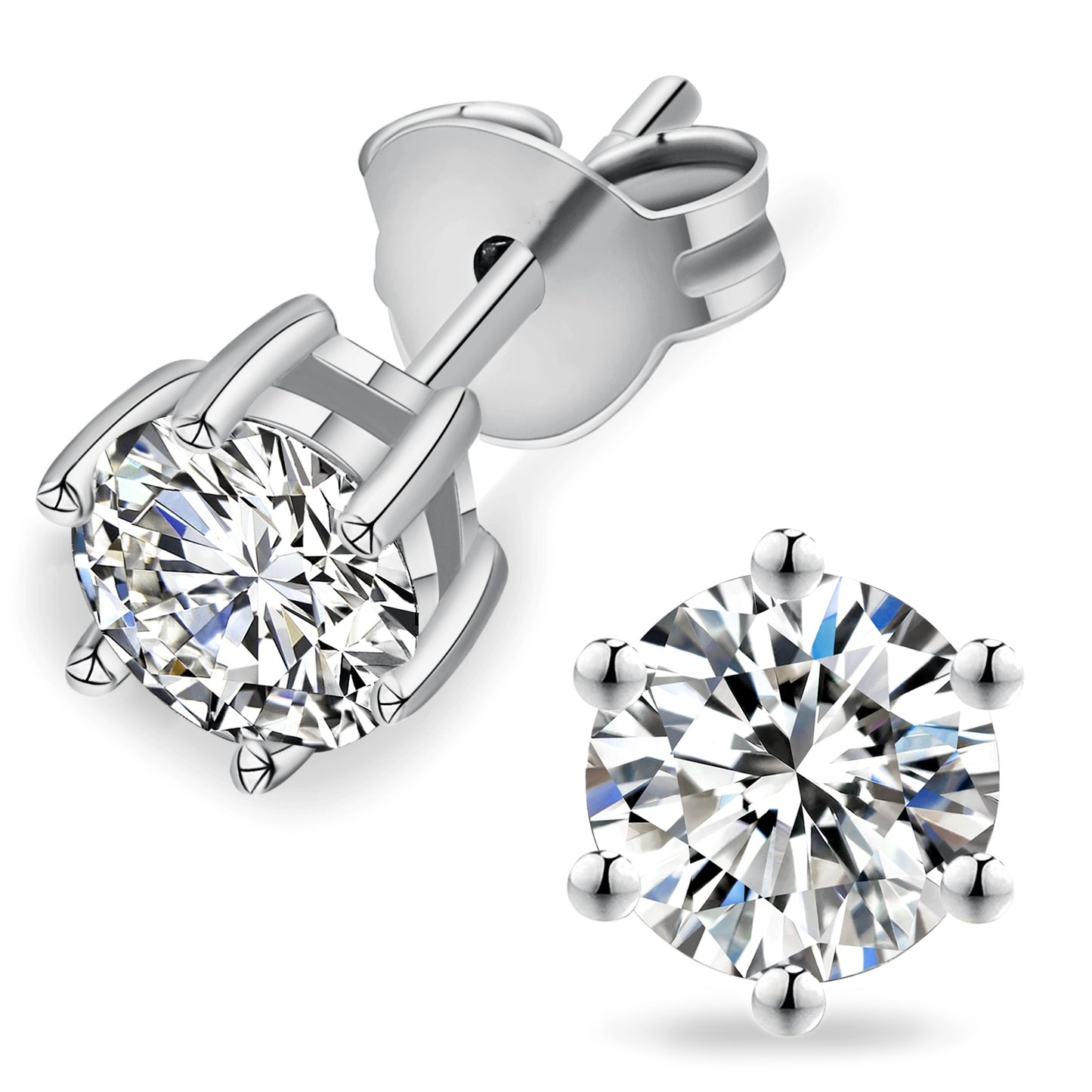 Six-Prong  Lab Grown Diamond Stud Earrings
