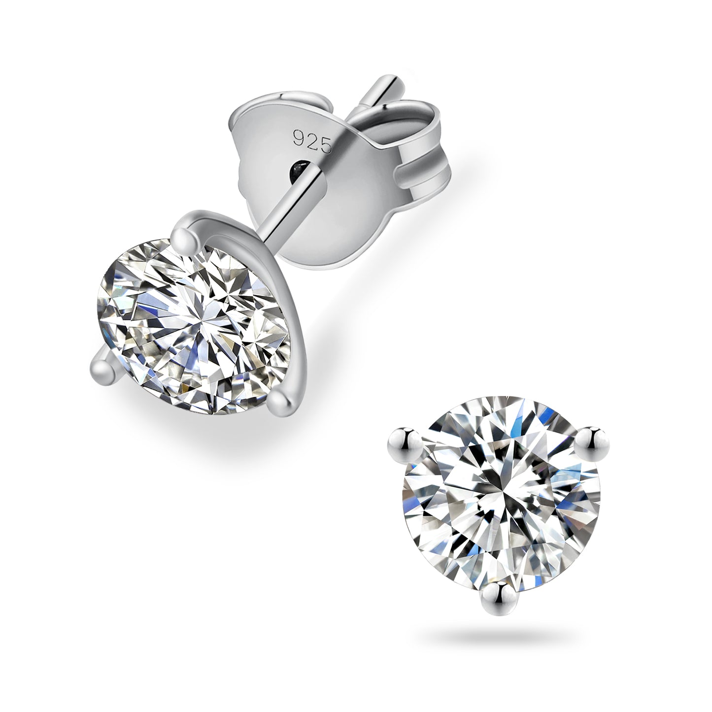 Three-Prong Excellent VVS1  Moissanite Stud Earrings