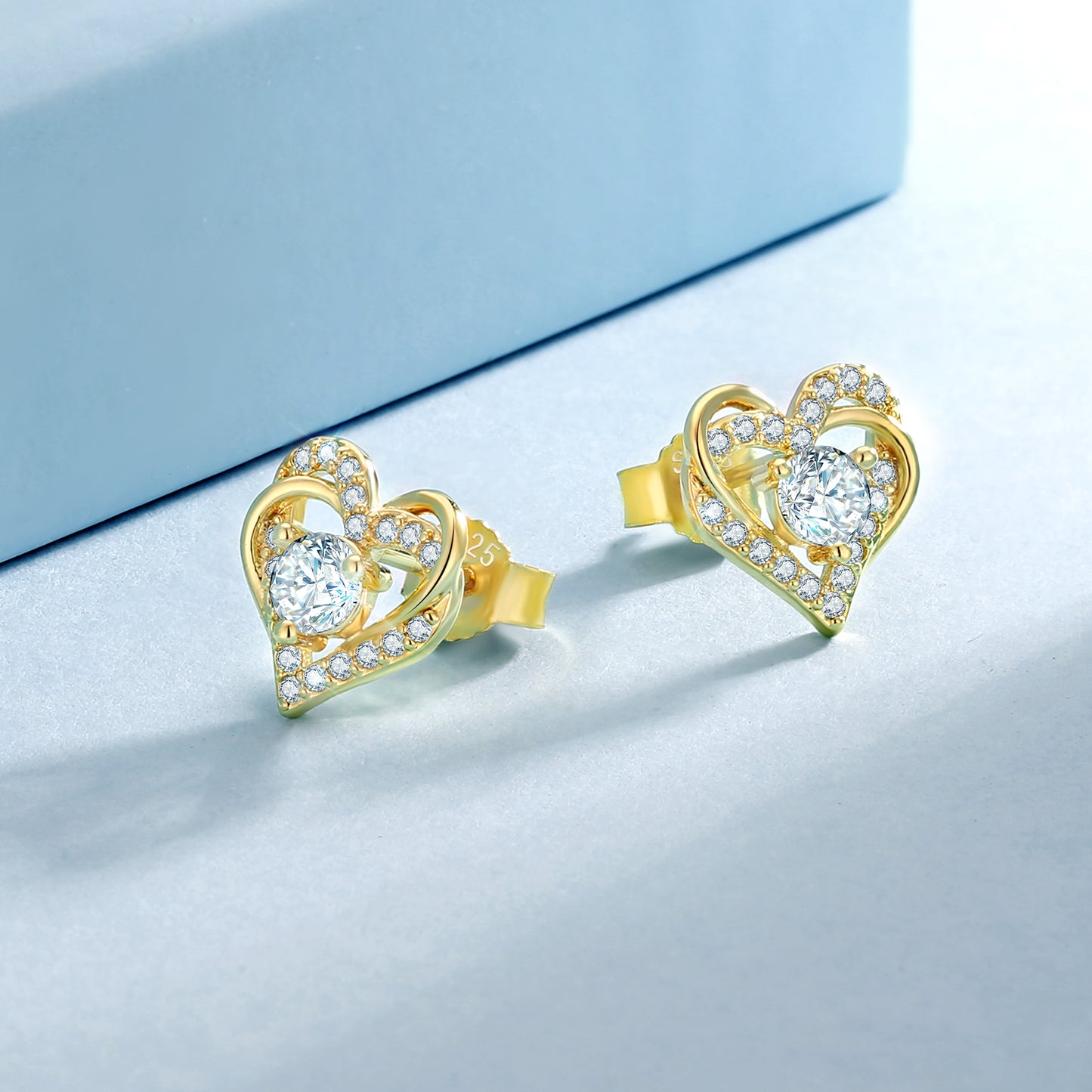 Heart-Shaped Moissanite Stud Earrings