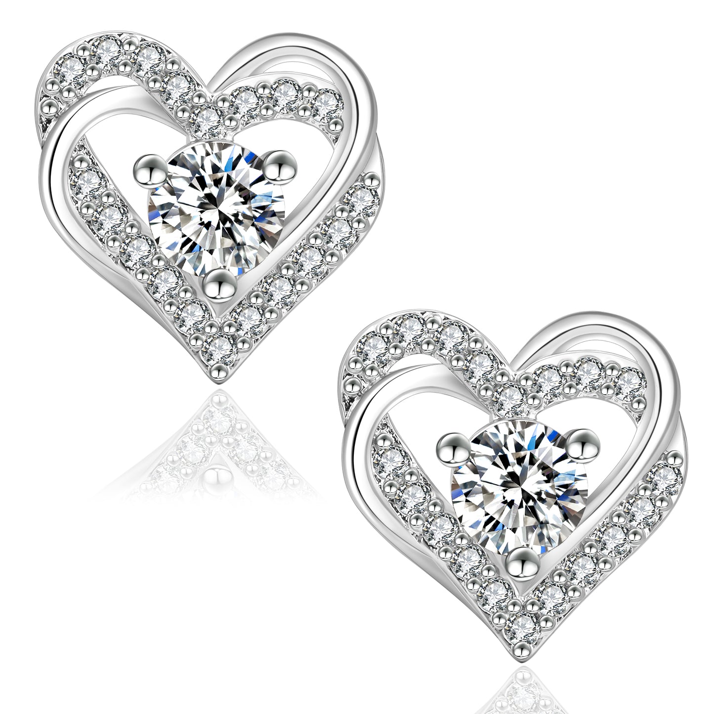 Heart-Shaped Moissanite Stud Earrings