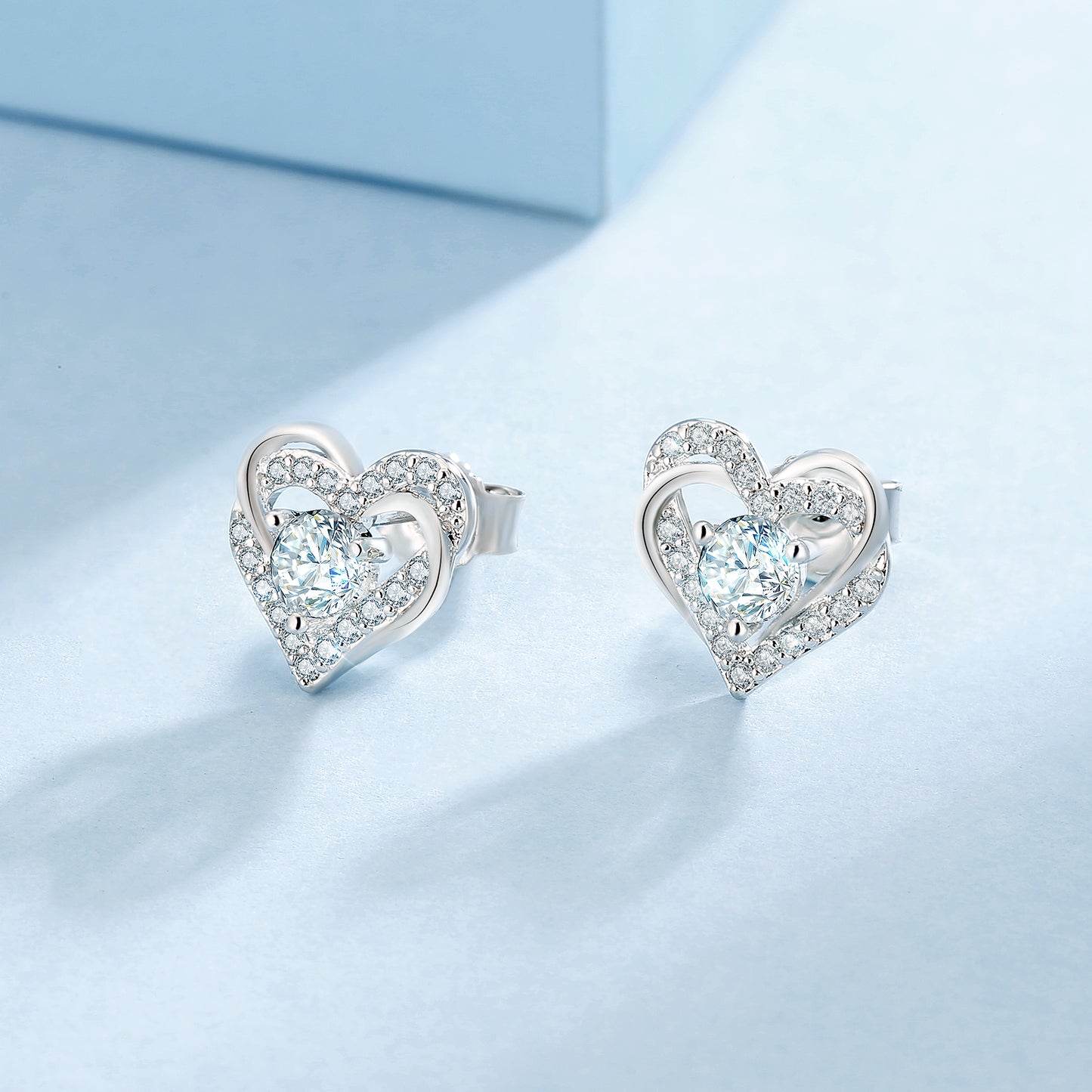 Heart-Shaped Moissanite Stud Earrings