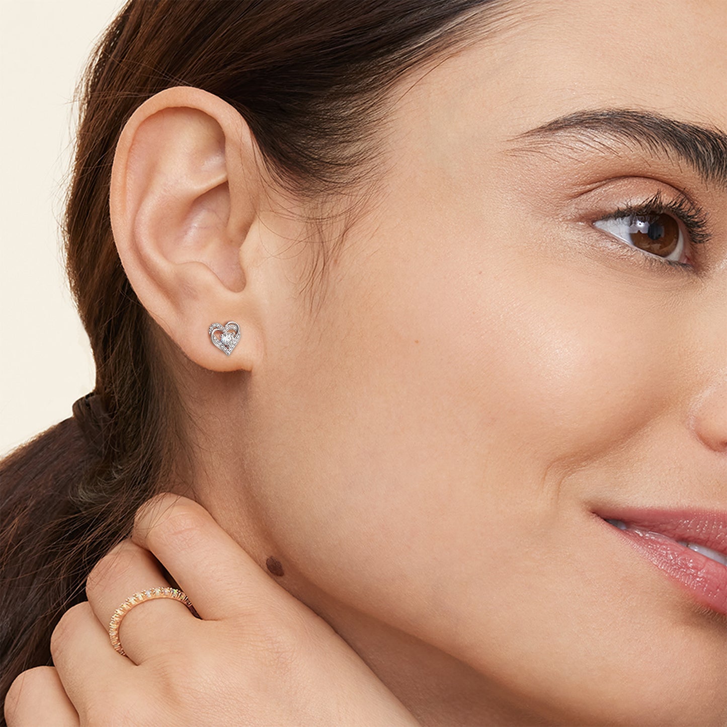 Heart-Shaped Moissanite Stud Earrings