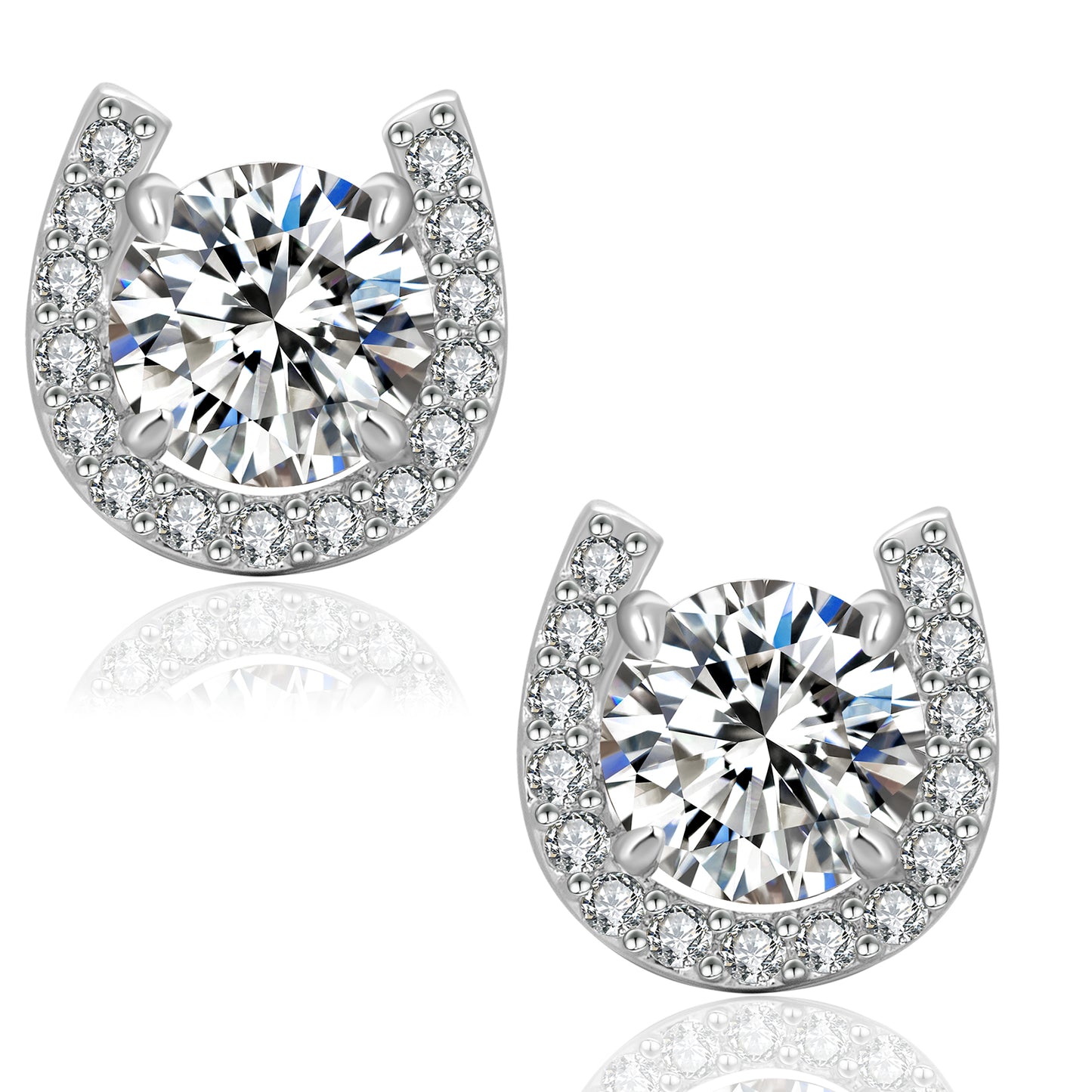 Horseshoe VVS1 Moissanite Stud Earrings
