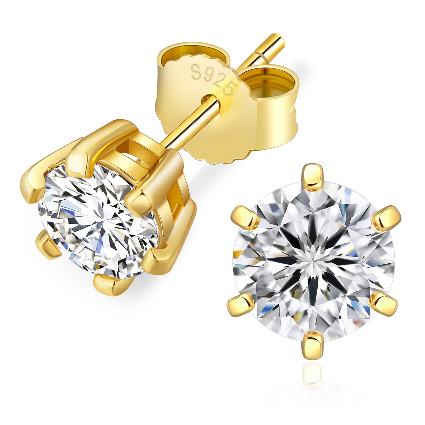 Six-Prong Excellent VVS1  Moissanite Stud Earrings