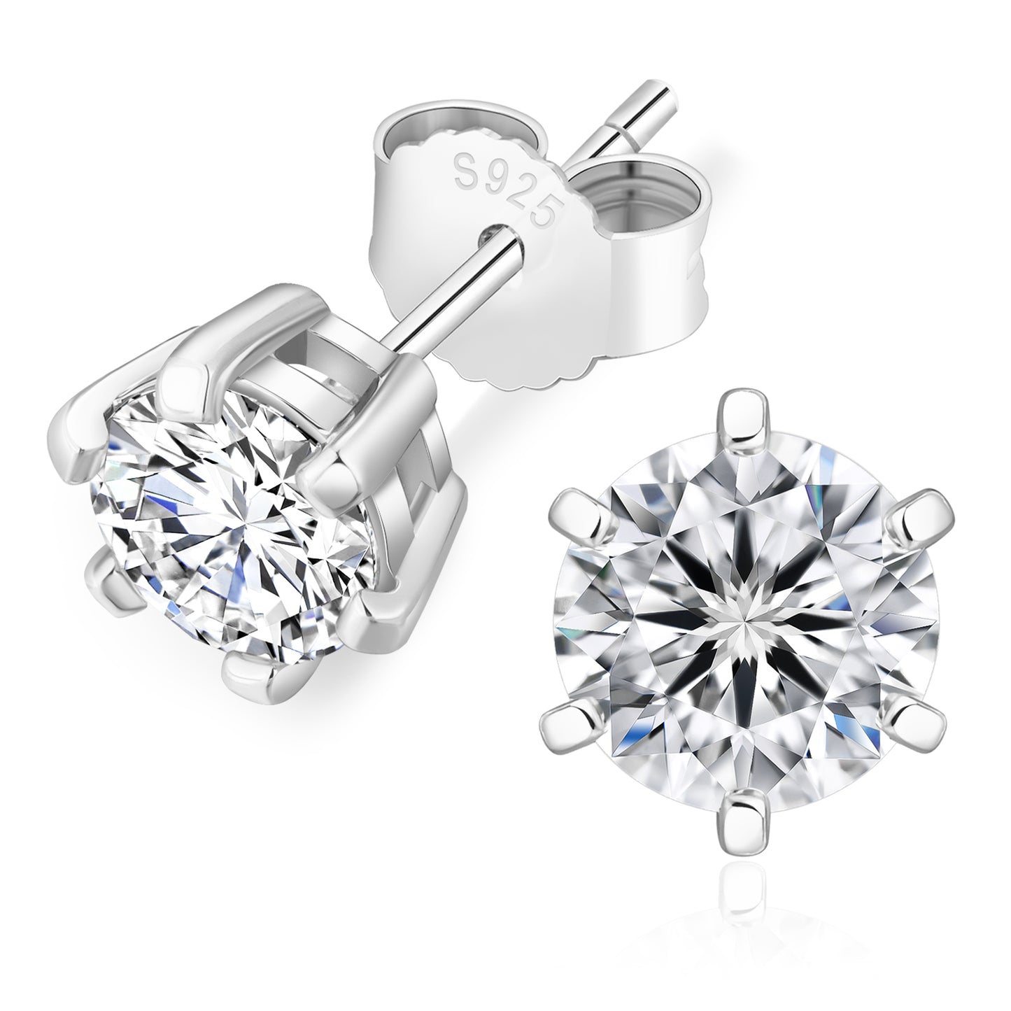 Six-Prong Excellent VVS1  Moissanite Stud Earrings