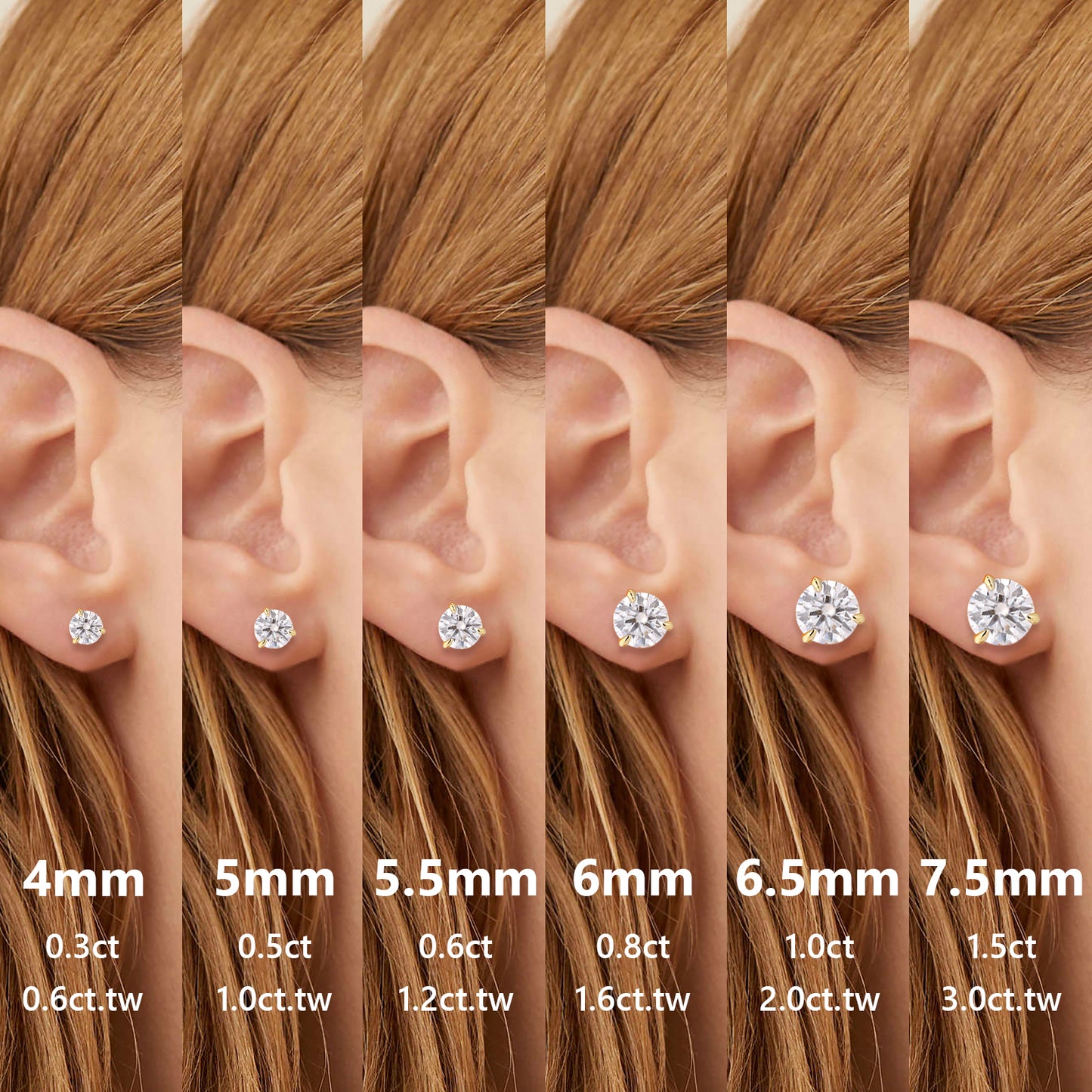 Three-Prong Excellent VVS1  Moissanite Stud Earrings
