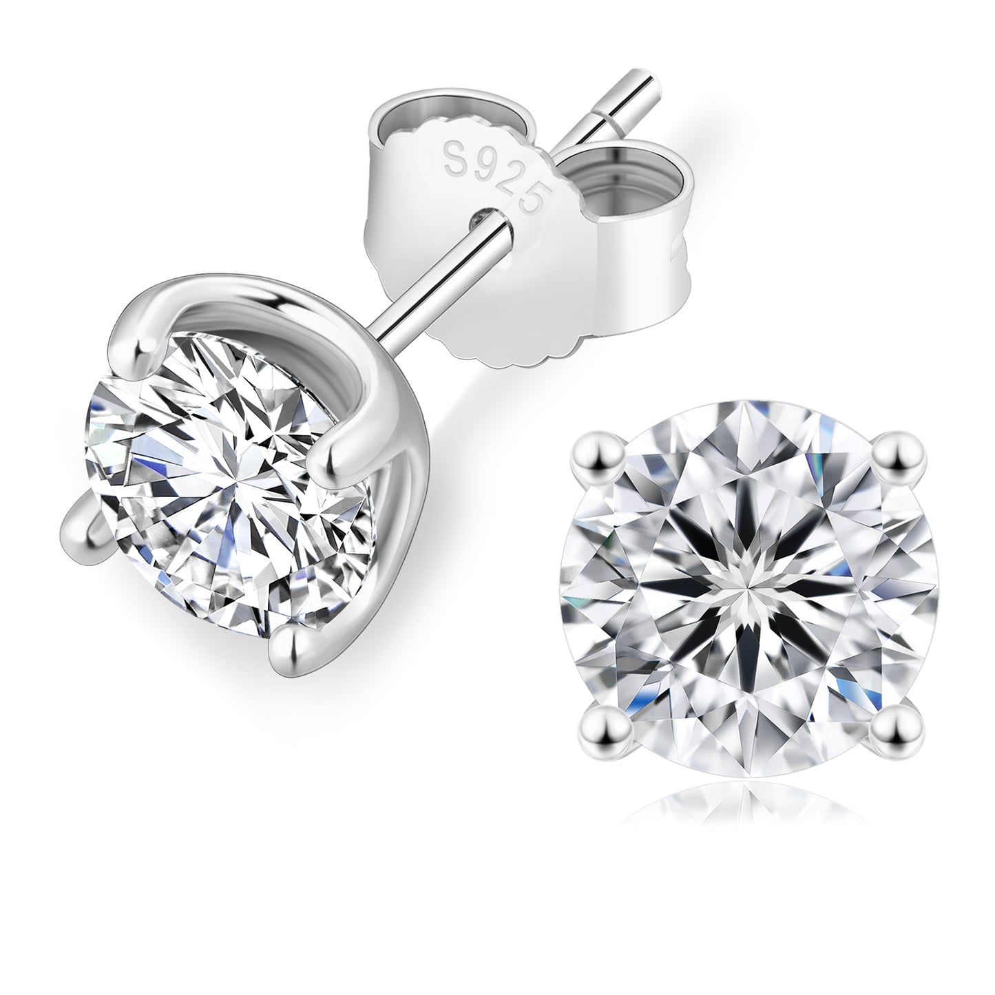 Four-Prong Excellent VVS1  Moissanite Stud Earrings