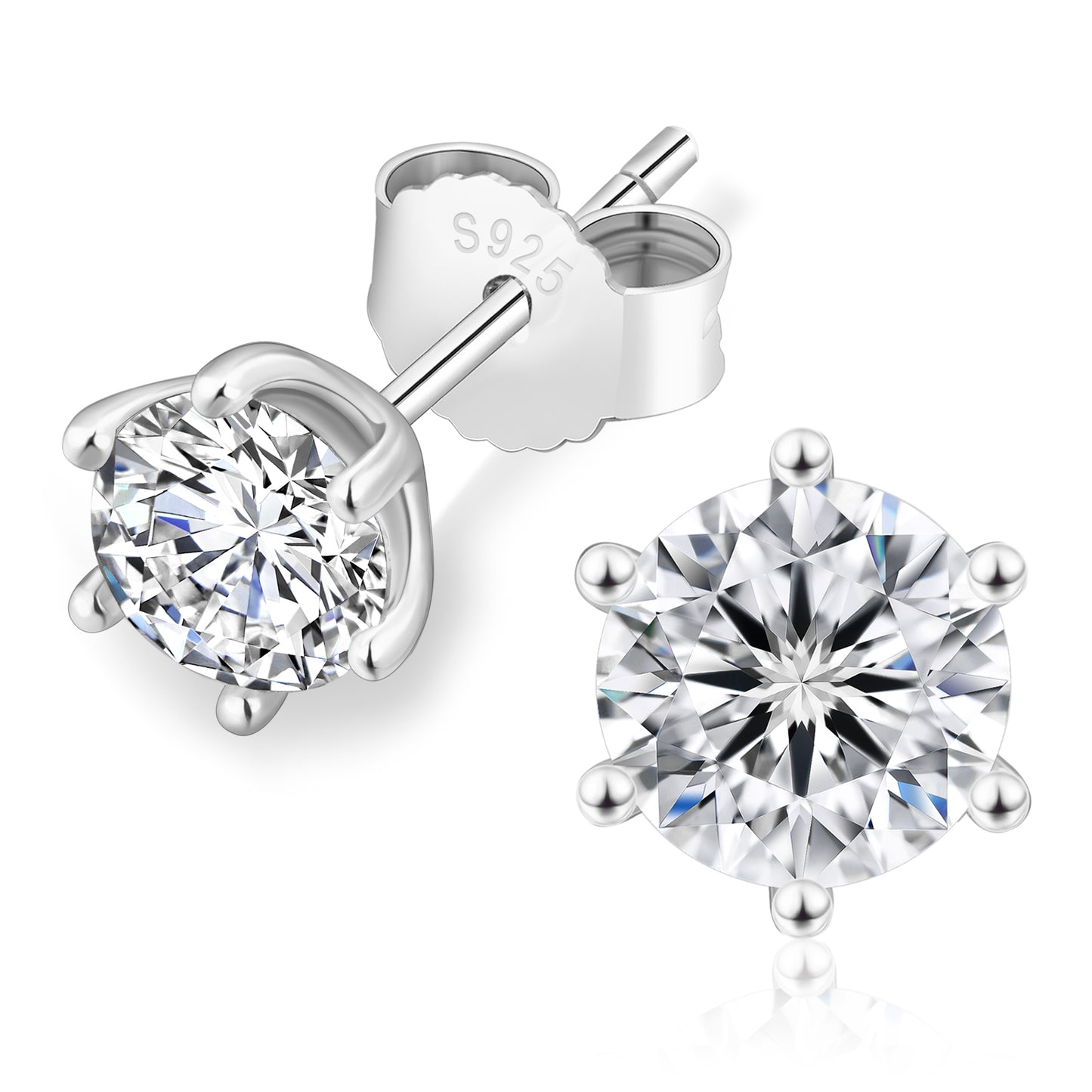 Six-Prong Excellent VVS1  Moissanite Stud Earrings