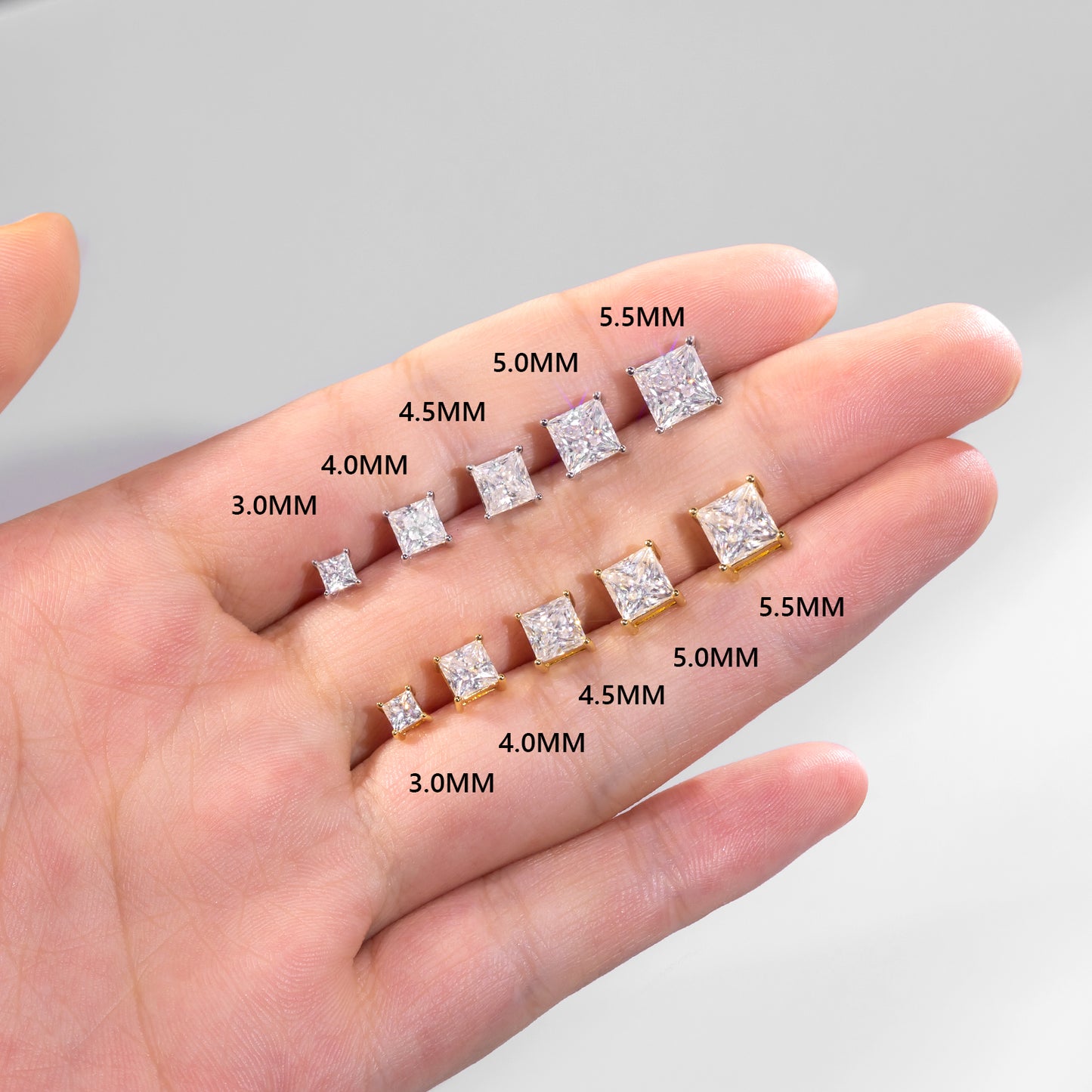Princess Cut VVS1  Moissanite Stud Earrings