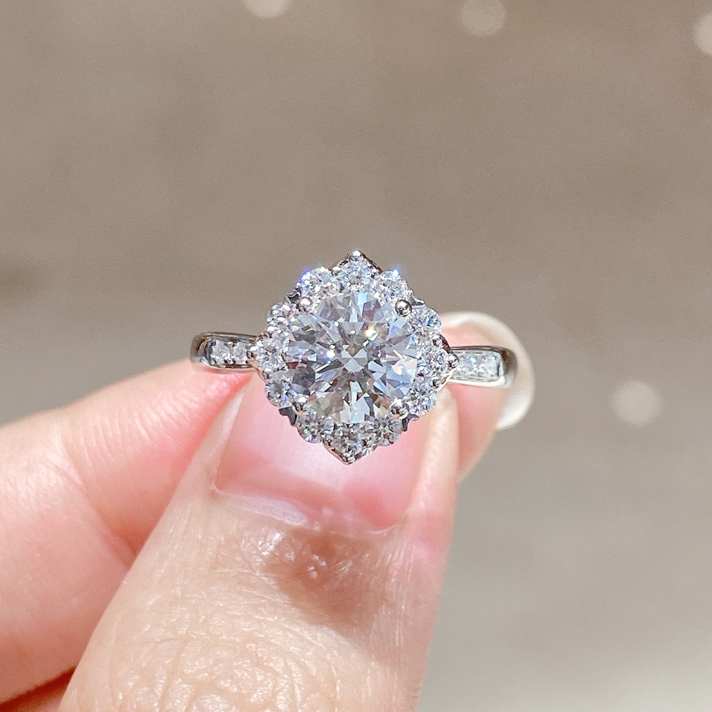 Lab Grown Diamond Halo Engagement Ring